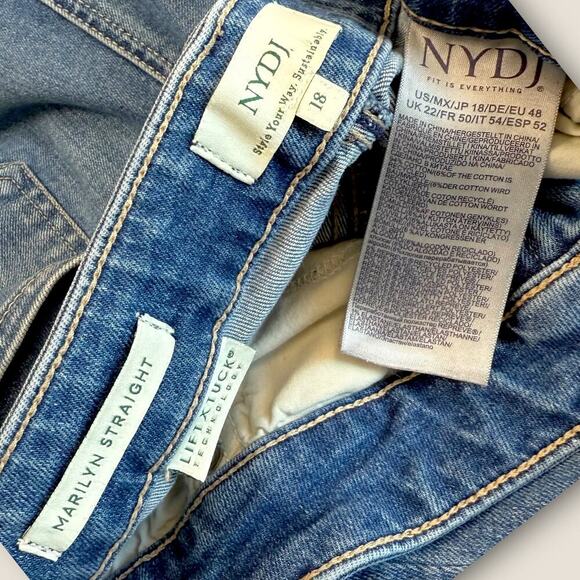 NYDJ Marilyn Straight Crop Cuffed Blue Washed Jeans Lift Tuck Stretchy Size 18 - Picture 11 of 11